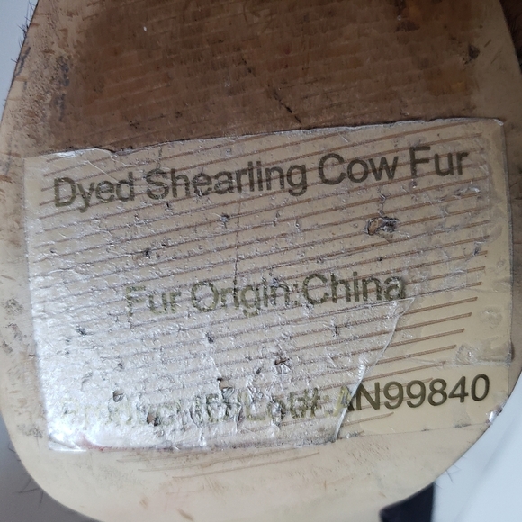 Ann Taylor Sz 8.5 Gold Heel Died Shearling Cow Hair Pumps brown Purple block - Picture 6 of 15